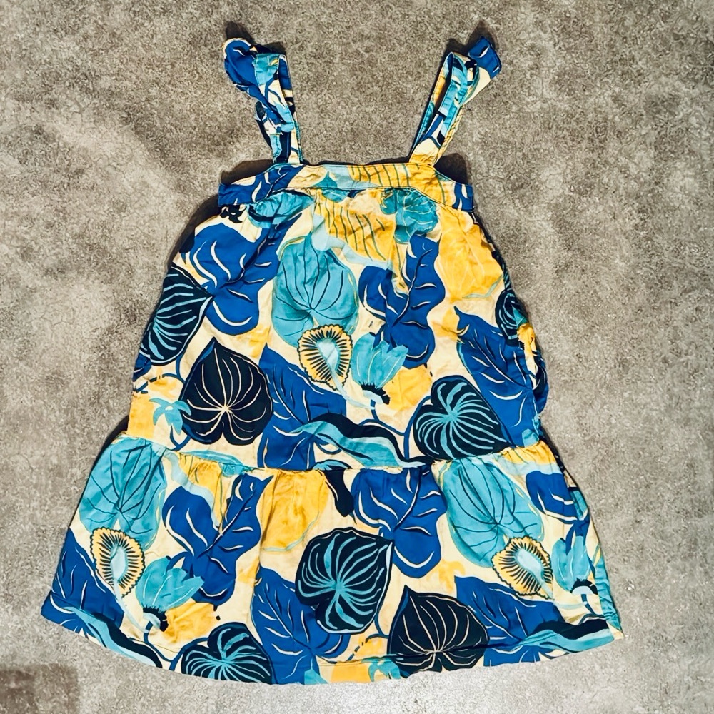 Patagonia Vibrant Blue and Yellow Leaf Print Shorts